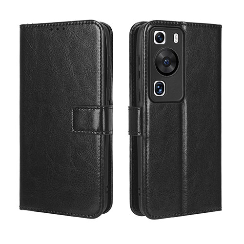 Leather Case Stands Flip Cover Holder BY5 for Huawei P60 Pro Black