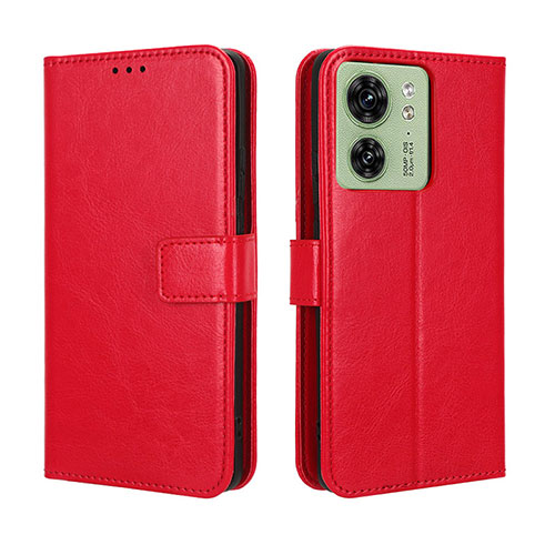 Leather Case Stands Flip Cover Holder BY5 for Motorola Moto Edge (2023) 5G Red