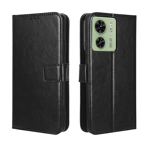 Leather Case Stands Flip Cover Holder BY5 for Motorola Moto Edge 40 5G Black