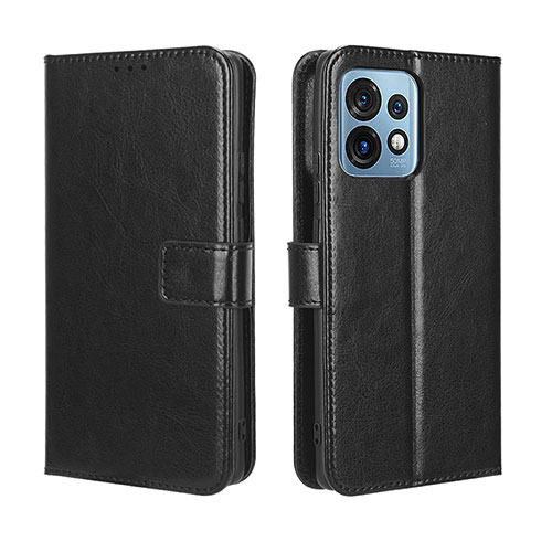 Leather Case Stands Flip Cover Holder BY5 for Motorola Moto Edge Plus (2023) 5G Black