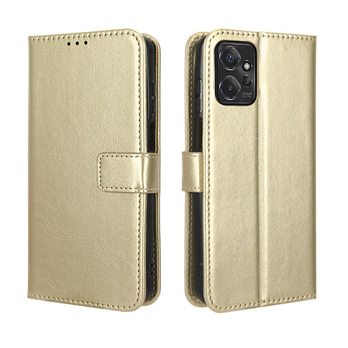 Leather Case Stands Flip Cover Holder BY5 for Motorola Moto G Power 5G (2023) Gold