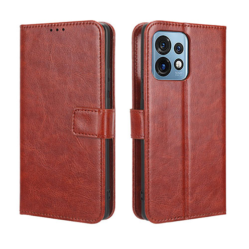 Leather Case Stands Flip Cover Holder BY5 for Motorola Moto X40 5G Brown