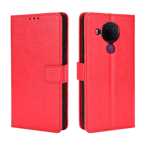 Leather Case Stands Flip Cover Holder BY5 for Nokia 5.4 Red