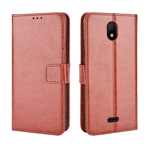 Leather Case Stands Flip Cover Holder BY5 for Nokia C100 Brown