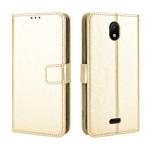 Leather Case Stands Flip Cover Holder BY5 for Nokia C100 Gold