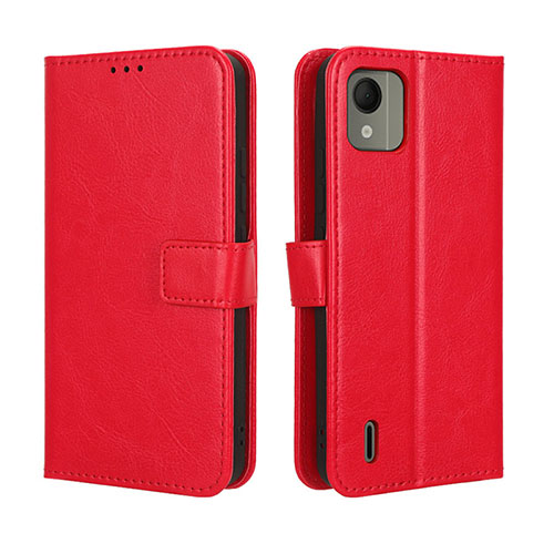 Leather Case Stands Flip Cover Holder BY5 for Nokia C110 Red