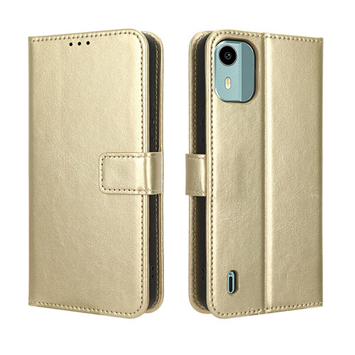 Leather Case Stands Flip Cover Holder BY5 for Nokia C12 Plus Gold