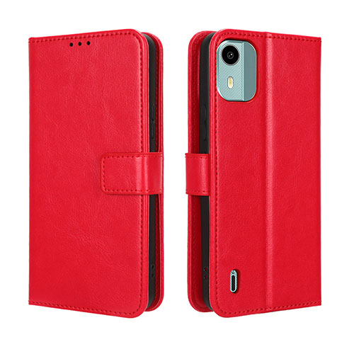 Leather Case Stands Flip Cover Holder BY5 for Nokia C12 Plus Red