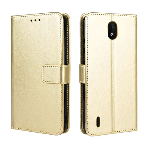 Leather Case Stands Flip Cover Holder BY5 for Nokia C2 Gold