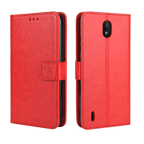 Leather Case Stands Flip Cover Holder BY5 for Nokia C2 Red