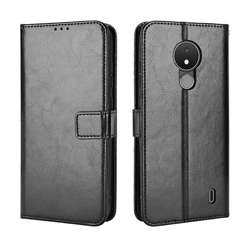 Leather Case Stands Flip Cover Holder BY5 for Nokia C21 Black