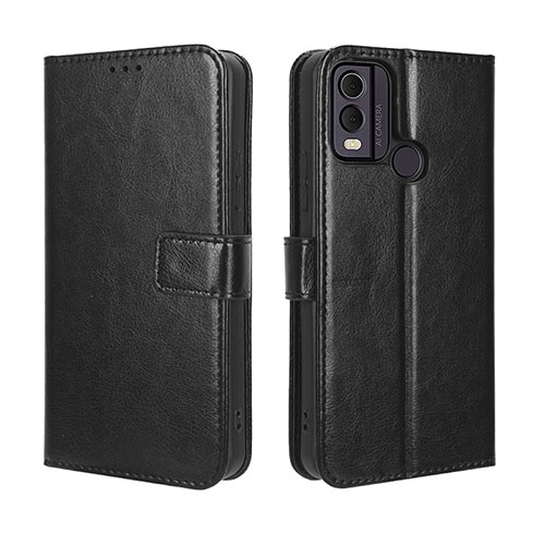 Leather Case Stands Flip Cover Holder BY5 for Nokia C22 Black