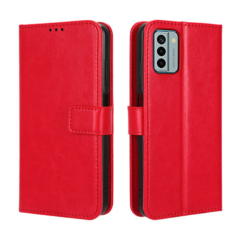 Leather Case Stands Flip Cover Holder BY5 for Nokia G22 Red