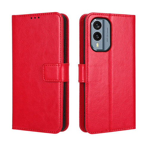 Leather Case Stands Flip Cover Holder BY5 for Nokia X30 5G Red