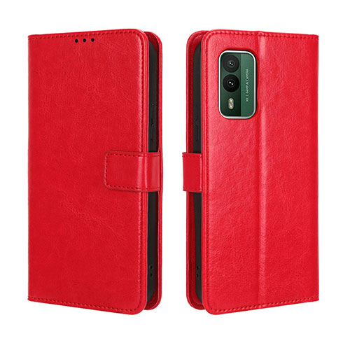 Leather Case Stands Flip Cover Holder BY5 for Nokia XR21 Red