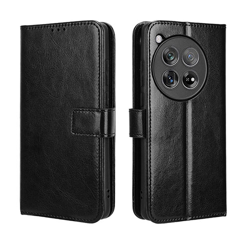 Leather Case Stands Flip Cover Holder BY5 for OnePlus 12 5G Black