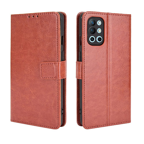 Leather Case Stands Flip Cover Holder BY5 for OnePlus 9R 5G Brown