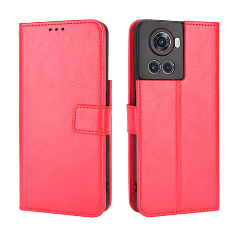 Leather Case Stands Flip Cover Holder BY5 for OnePlus Ace 5G Red