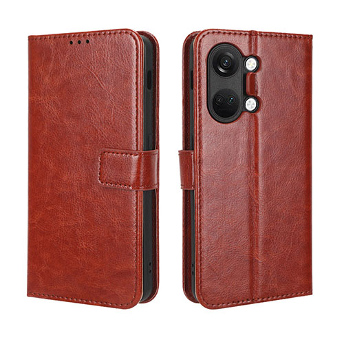 Leather Case Stands Flip Cover Holder BY5 for OnePlus Nord 3 5G Brown