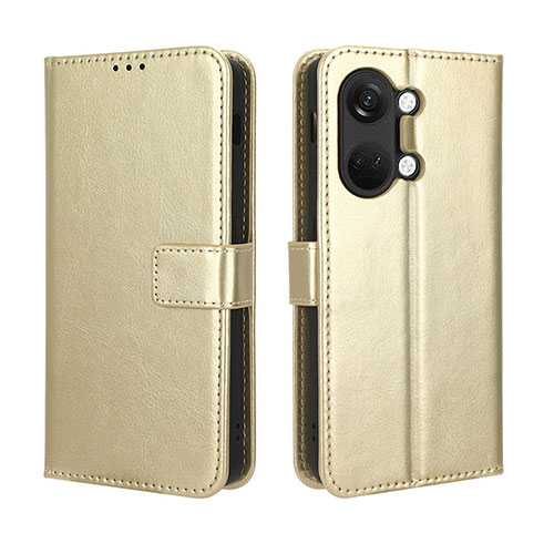 Leather Case Stands Flip Cover Holder BY5 for OnePlus Nord 3 5G Gold