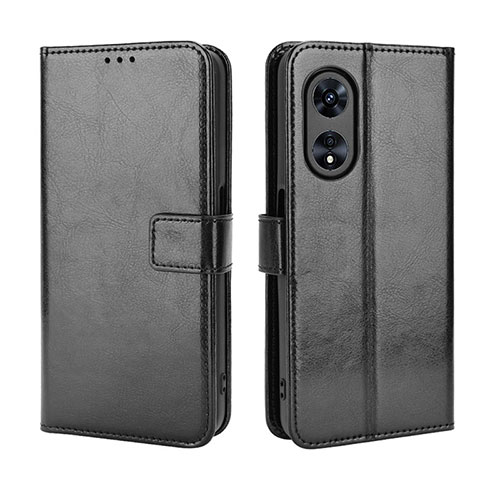 Leather Case Stands Flip Cover Holder BY5 for Oppo A1x 5G Black