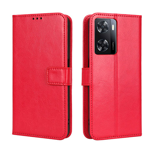 Leather Case Stands Flip Cover Holder BY5 for Oppo A57e Red