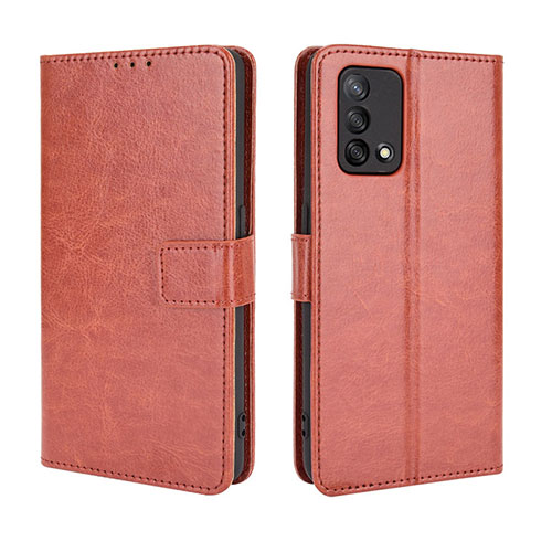 Leather Case Stands Flip Cover Holder BY5 for Oppo A74 4G Brown