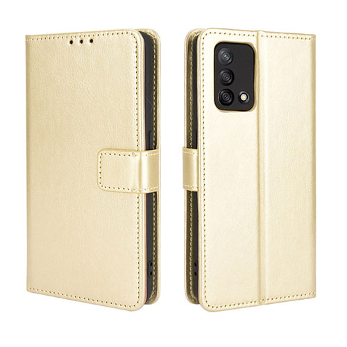 Leather Case Stands Flip Cover Holder BY5 for Oppo A74 4G Gold