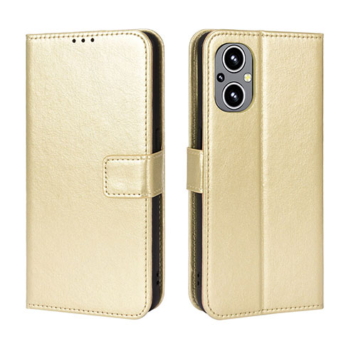 Leather Case Stands Flip Cover Holder BY5 for Oppo A96 5G Gold