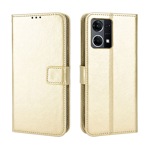 Leather Case Stands Flip Cover Holder BY5 for Oppo F21 Pro 4G Gold