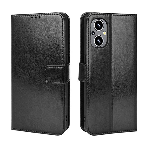 Leather Case Stands Flip Cover Holder BY5 for Oppo F21 Pro 5G Black