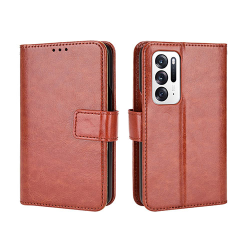 Leather Case Stands Flip Cover Holder BY5 for Oppo Find N 5G Brown