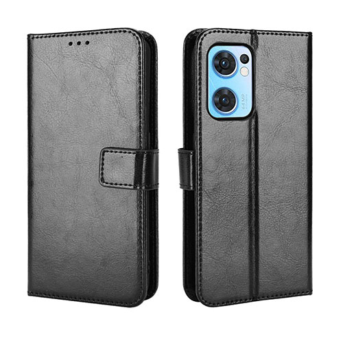 Leather Case Stands Flip Cover Holder BY5 for Oppo Find X5 Lite 5G Black