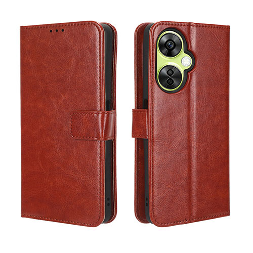 Leather Case Stands Flip Cover Holder BY5 for Oppo K11x 5G Brown