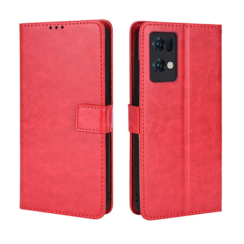 Leather Case Stands Flip Cover Holder BY5 for Oppo Reno7 Pro 5G Red