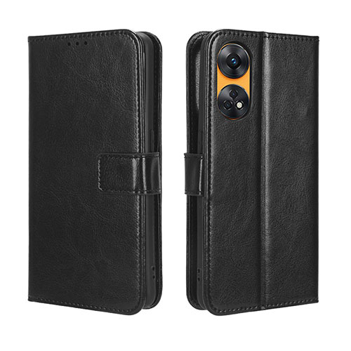 Leather Case Stands Flip Cover Holder BY5 for Oppo Reno8 T 4G Black
