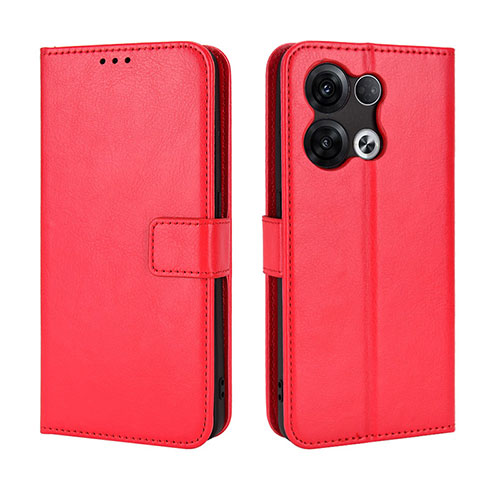 Leather Case Stands Flip Cover Holder BY5 for Oppo Reno9 Pro+ Plus 5G Red