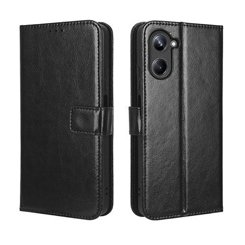 Leather Case Stands Flip Cover Holder BY5 for Realme 10 4G Black