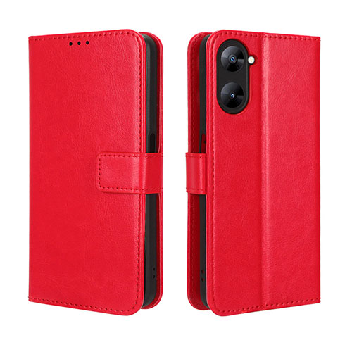 Leather Case Stands Flip Cover Holder BY5 for Realme 10S 5G Red