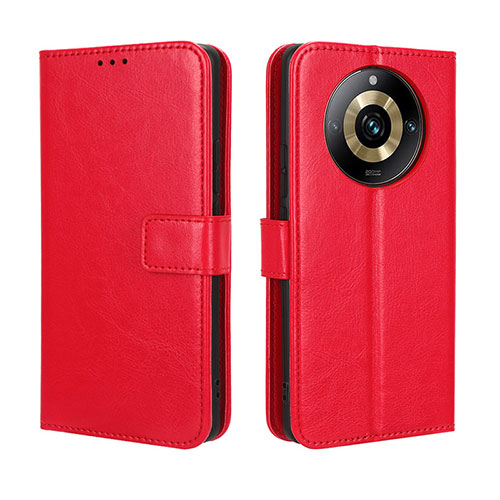 Leather Case Stands Flip Cover Holder BY5 for Realme 11 Pro 5G Red