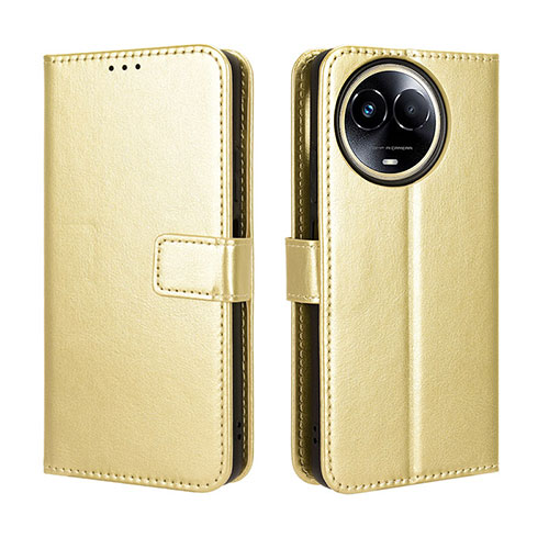 Leather Case Stands Flip Cover Holder BY5 for Realme 11X 5G Gold