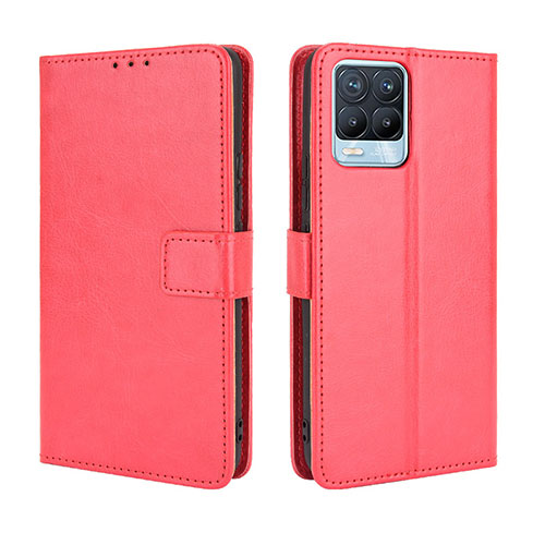 Leather Case Stands Flip Cover Holder BY5 for Realme 8 4G Red