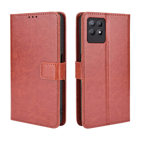 Leather Case Stands Flip Cover Holder BY5 for Realme 8i Brown