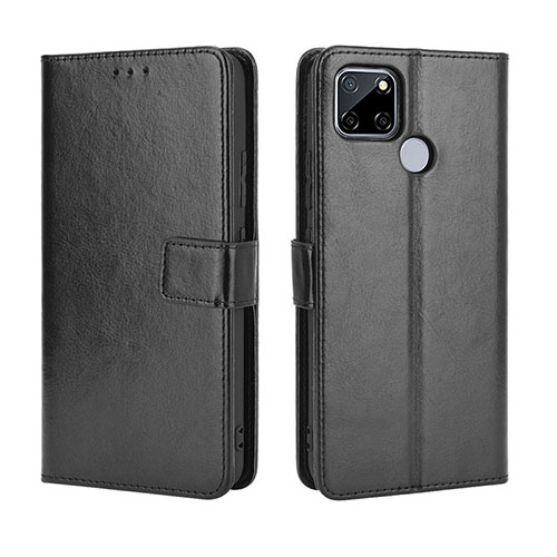 Leather Case Stands Flip Cover Holder BY5 for Realme C12 Black