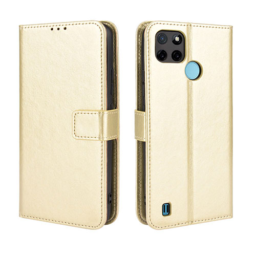 Leather Case Stands Flip Cover Holder BY5 for Realme C25Y Gold