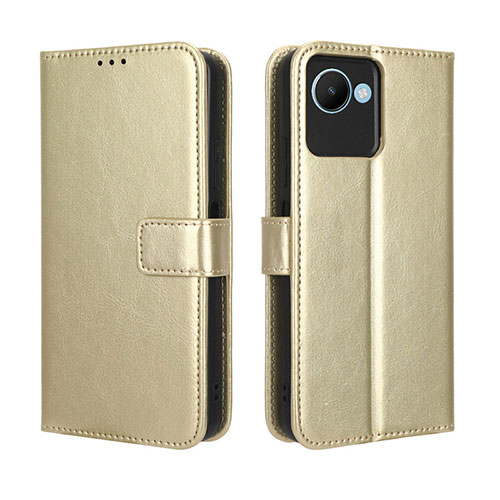 Leather Case Stands Flip Cover Holder BY5 for Realme C30 Gold