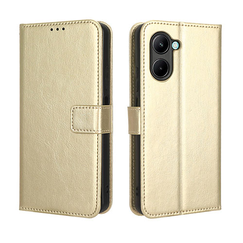 Leather Case Stands Flip Cover Holder BY5 for Realme C33 Gold