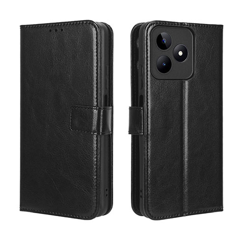 Leather Case Stands Flip Cover Holder BY5 for Realme C53 Black