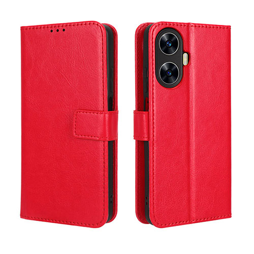 Leather Case Stands Flip Cover Holder BY5 for Realme C55 Red