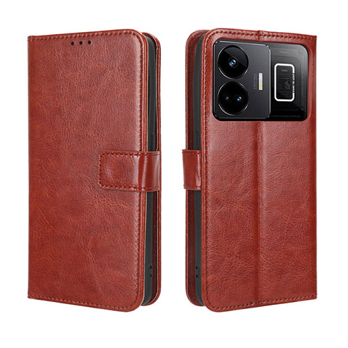 Leather Case Stands Flip Cover Holder BY5 for Realme GT3 5G Brown